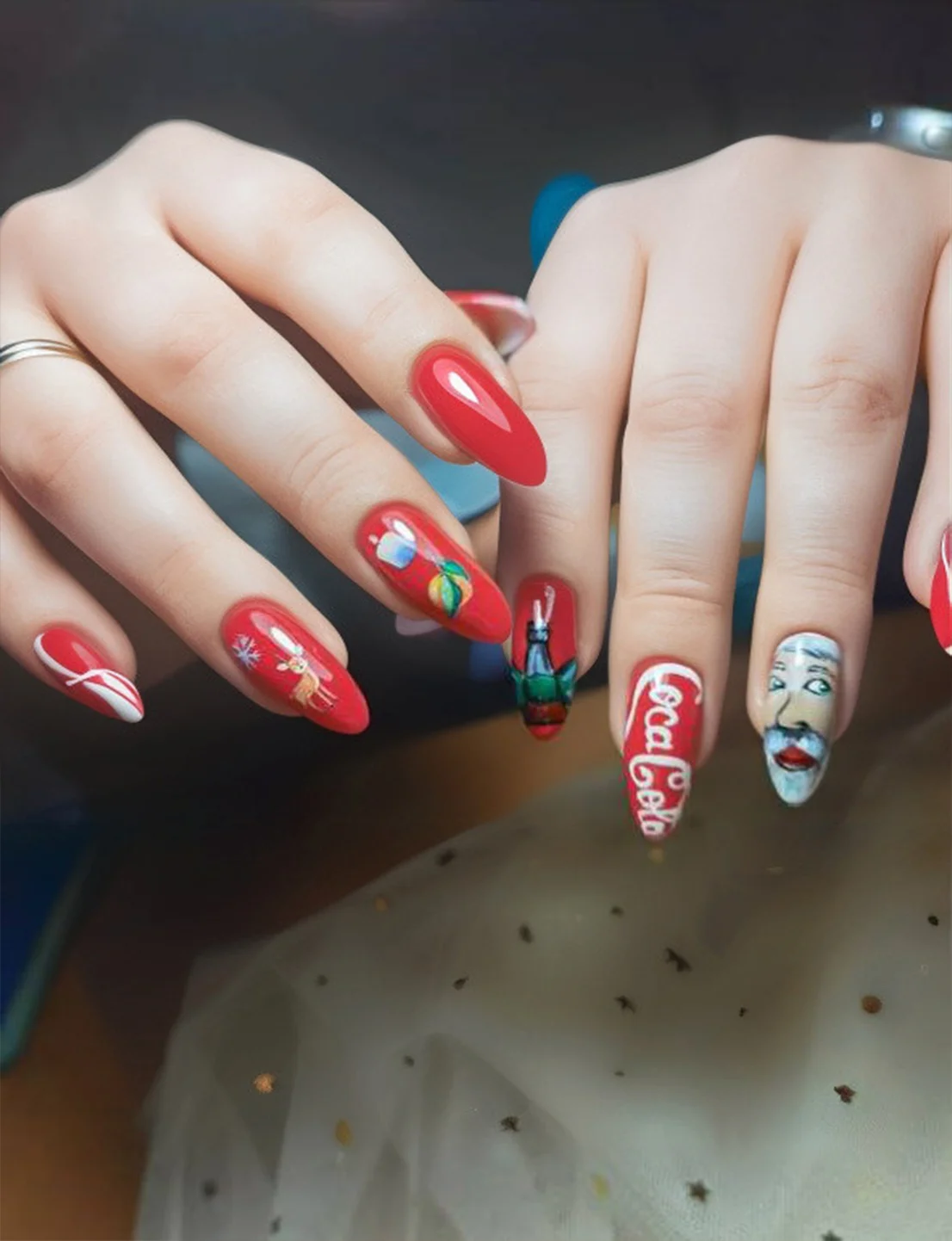 Красный сюжетный микс: санта, леттеринг, иллюстрации